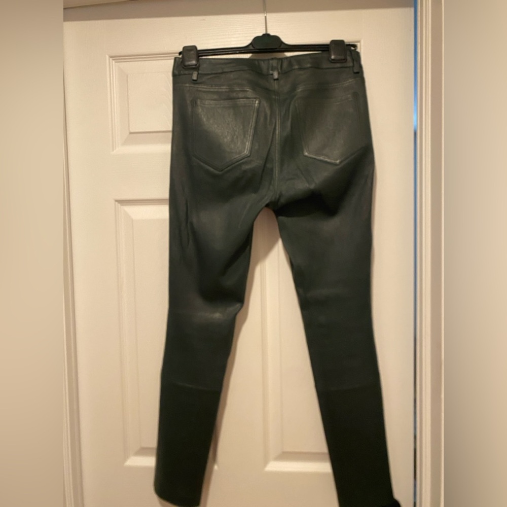 Theory Women's Dark Green Genuine Leather Skinny Jeans